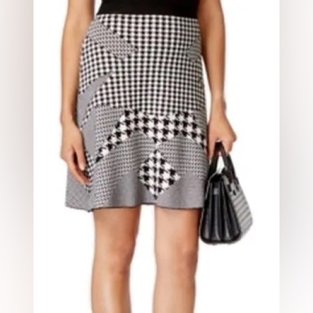 Grace Elements New Black Houndstooth Womens Small Sweater A-Line Skirt
